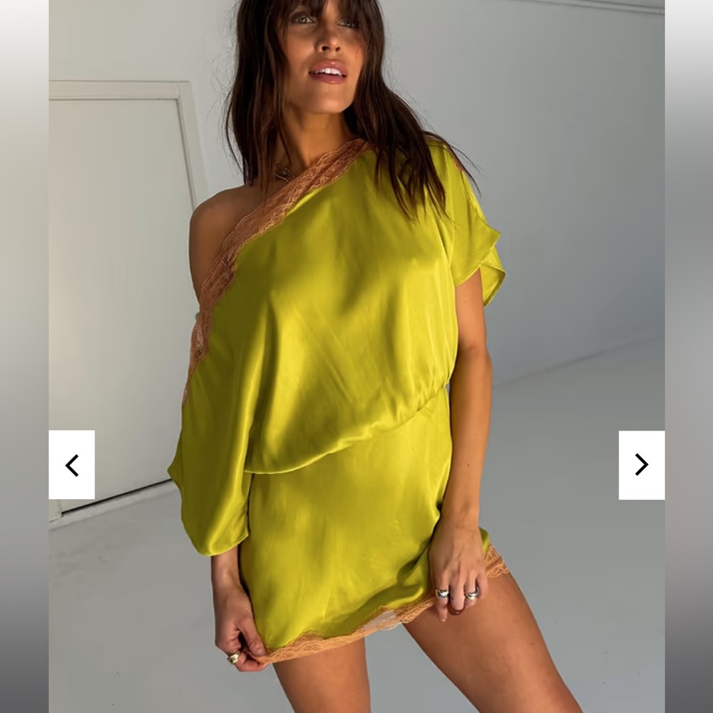 Never Fully Dressed Olive Lace Tilly Dress